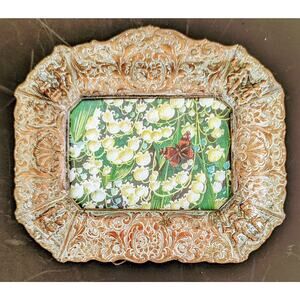 EG WEBSTER Embossed Silverplate Small Ornate Frame Copper Finish 1950's